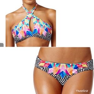 NWT Bar III Feathered Daze bikini sz L